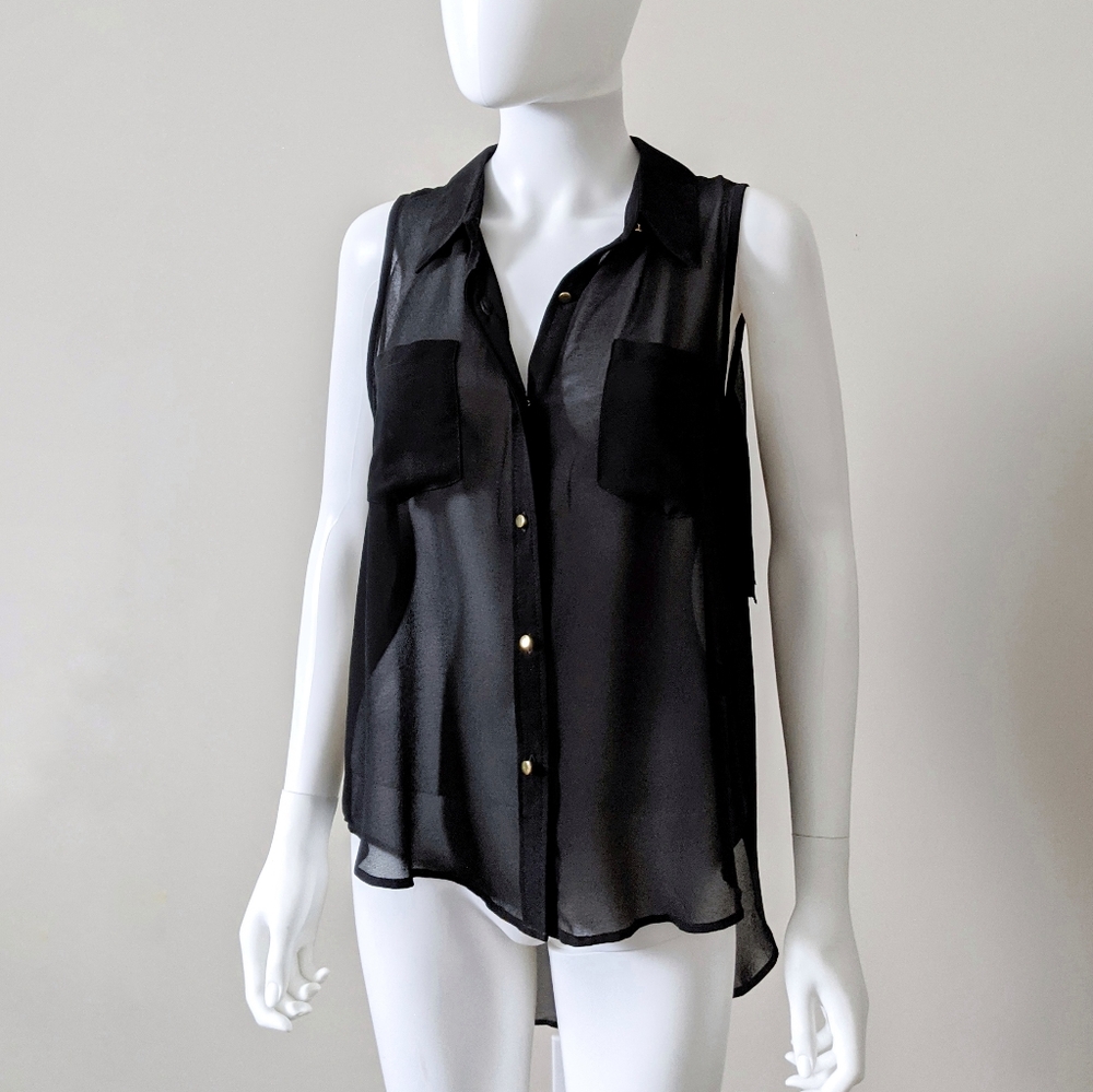 High Low Fringe Chiffon Top